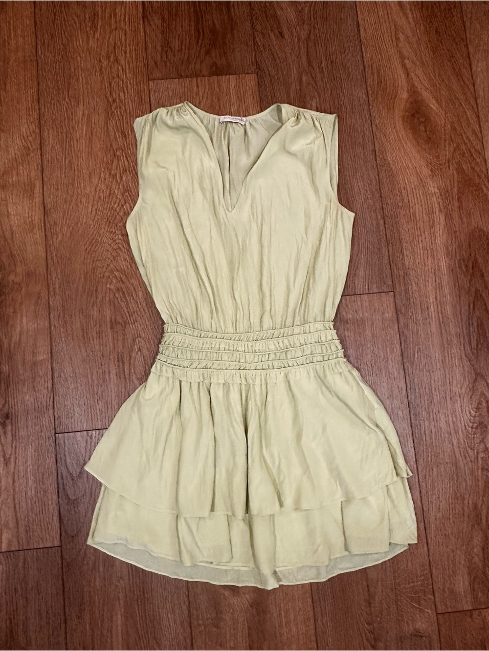Ramy Brook Lime Green Mini Dress Smocked Waist Women’s Size Medium EUC